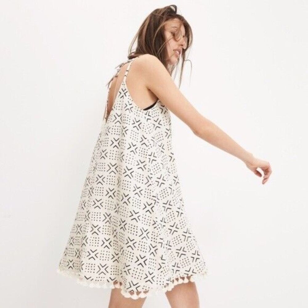 Madewell Tassel Gauze Cotton Shaka Cover-up Sz M Neutral Dress Resort